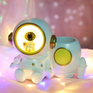 Tempat Pulpen Meja dengan Lampu Tidur Custom Nama Kado Ulang Tahun Souvenir Lampu Tidur Meja Lampu Astronot