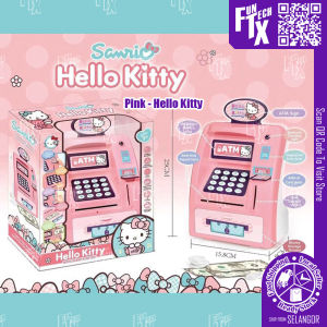 FunTechX Password Fingerprint Piggy Bank ATM Machine With Music Special Cartoon Theme Coins Cash ATM Deposit For Children