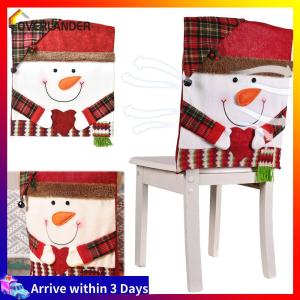 【Fast Shipping】 2 Pcs Christmas Chair Covers Santa Snowman Chair Back Cover Dinner Chair Seat Cover for Kitchen Dinning Room Holiday Party Decor