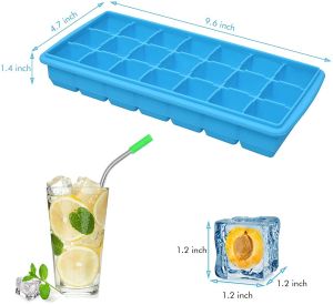21 Cavity Silicone Ice Cube Eco Friendly Tray with Plastic Lid Ice Cube Trays Silicone Ice Tray with Removable Lids Easy Release Flexible 21 Ice Cube Molds BPA Free for Whiskey Cocktail Stackable Durable & Dishwasher Safe