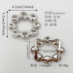 [Free Shipping] Single-Piece Metal Crystal-Embellished Shoe Buckle With Rhinestones Detachable Shoe Accessory For High Heels And Wedding Shoes