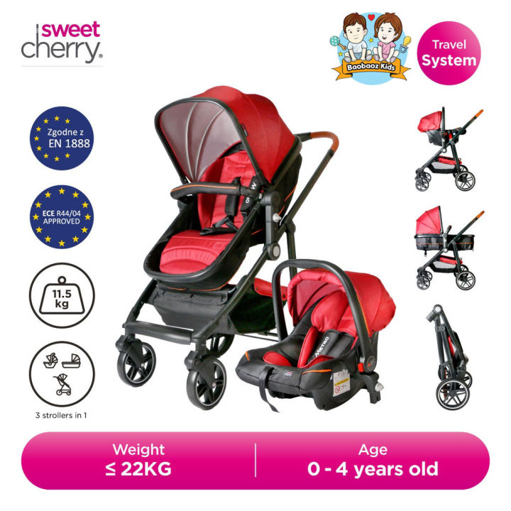 Sweet Cherry 3 in 1 Convertible Baby Stroller with Baby Carrier Car Seat YH H818T Metro Travel System Lazada