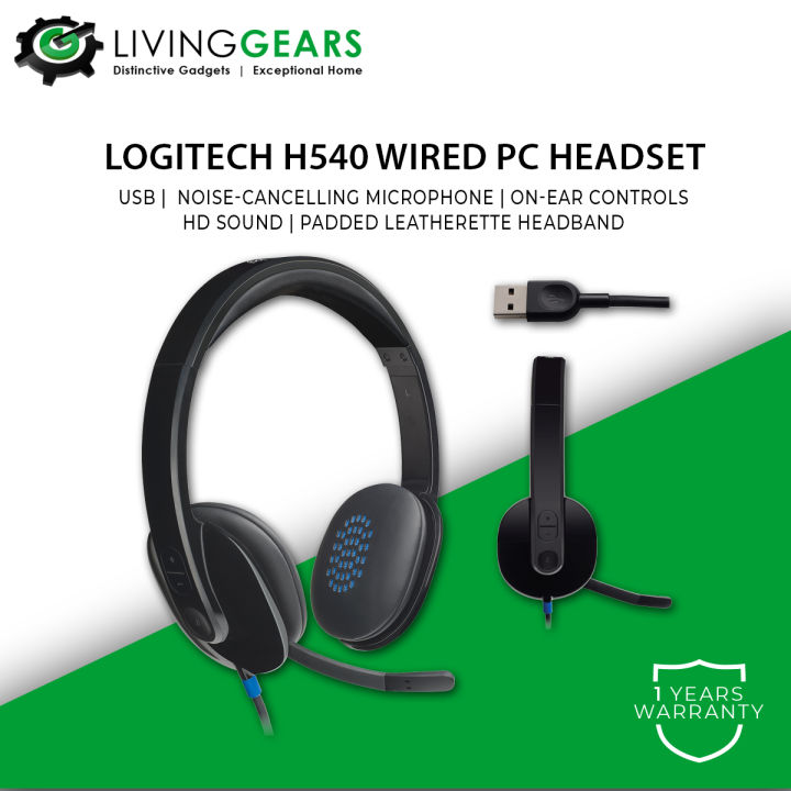 [ Fast Ship ] Logitech H540 Usb Computer Wired Headset Noise Cancelling 