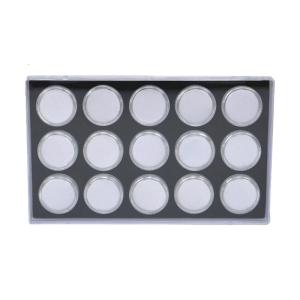 กล่องโชว์อัญมณีอะคริลิกทรงกลมขนาดเล็ก15ชิ้นสำหรับเพชรหลวมและอัญมณีสีพร้อมฐานฟองน้ำ