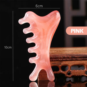 4-In-1 Massage Comb Resin Pink Meridian Face Scalp Massage Hair Comb Blood Circulation Relaxation Guasha Comb