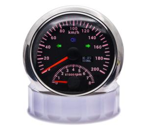 Đồng Hồ Tốc Độ 2 Trong 1 Với Tốc Độ Kế Đồng Hồ Đo Tốc Độ 85Mm 200 Km/h G-P-S Đồng Hồ Đo Tốc Độ Với Tốc Độ 8000 Vòng/phút Với Đèn Nền Màu Đỏ Cho Xe Hơi Thuyền Xe Tải ATV 9-32V