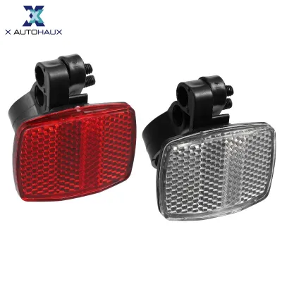 X AUTOHAUX 2pcs Bicycle Front Rear Reflector Kit Mountain Bike Safety Warning Reflectors for Handlebar Seatpost and Night Cycling Red and White