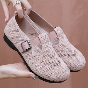 Summer Breathable Hollow Mesh WomenS Slip-On Shoes Casual Loafers For Mothers Cloth Shoes Casual Moccasins
