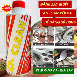 Chai Xịt Tẩy Rỉ Sét Ố Vàng D-CLEAN 500ML Tẩy Cặn Canxi Ố Bẩn Trên Mọi Bề Mặt Đồ Gia Dụng Tặng Vòi Xịt + Khăn Lau