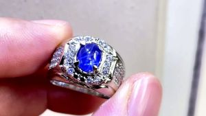 CINCIN BATU SAFIR BLUE STAR KRISTAL TOP QUALITY