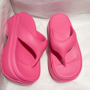 Free Shipping New WomenS High-Heeled Flip-Flops Designed For Summer Wear Featuring A Non-Slip Sole Beach-Friendly Design And A Thick Platform For Added Height