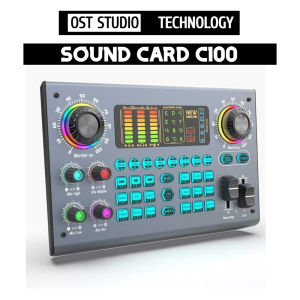 Sound Card C100 Hát Karaoke Thu Âm Livestream Có Bluetooth Autotune  Hỗ Trợ Cổng Canon 48V Chuyên Nghệp