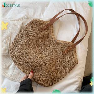 JOCESTYLE กระเป๋าสานหวายสำหรับผู้หญิง ดีไซน์คลาสสิก เหมาะสำหรับการใช้งานในช่วงฤดูร้อนและเดินทางท่องเที่ยว