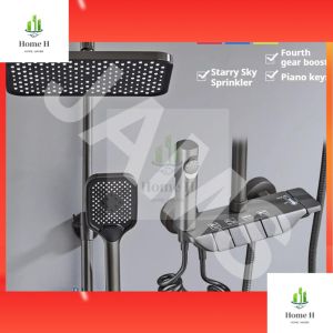 High-End Shower Set Gun Gray Bathtub Shower Household LED Digital Display Shower Large Panel Air Booster Shower Head