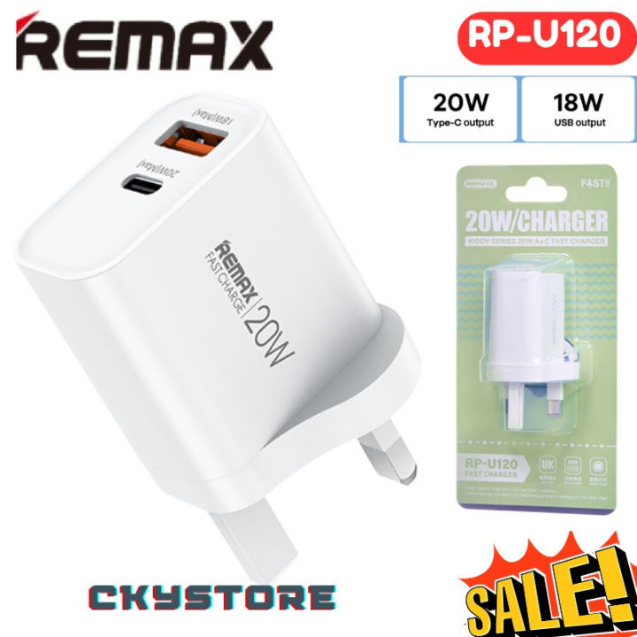 REMAX Kiddy Series 20W A+C Fast Charger RP-U120 (UK) wall adapter ...