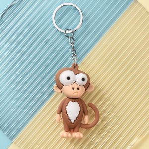 【Local Seller】Funny Animal Keychain Cute Monkey Elephant Backpack Pendant Big Eye Animal Madagascar Doll Keychain