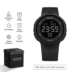 ZGO Electronic Watch For Kids Boys 50M Waterproof Led Light Sport Student Trends Multifunctional 855
