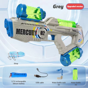 2024 Summer Automatic Luminous Electric Water Blaster Gun Summer Beach Toy Kids Children Boys Girls Adults Mercury M2