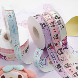 22m/roll Sanrio Series ริบบิ ้ น Hello Kitty Kuromi My Melody 22 มม.พิมพ ์ ซาตินริบบิ ้ นสําหรับของขวัญปาร ์ ตี ้ ตกแต ่ งเค ้ กน ่ ารัก DIY Accessorie