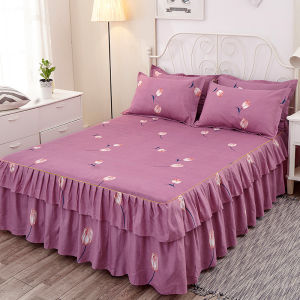 3 IN 1 Cadar Ropol Set Bed Skirt King/Queen Size Bed Sheet 2 Pillowcase Skirt 5/6/7 Feet Bedspread