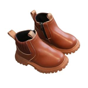 Kids Short Boots Fashion Boys Shoes Autumn Winter Leather Children Boots Non-Slip Toddler Girls Boot Toddler Snow Shoes2026