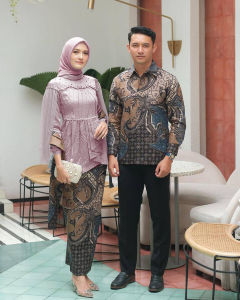 Kemala Couple Tunangan Full Brokat Kemeja Batik Pria Kondangan Lamaran Wisuda Kekinian