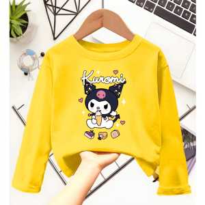 Atasan Kaos Anak Perempuan Lengan Panjang Motif KUROMI Untuk Usia 1-12 Thn
