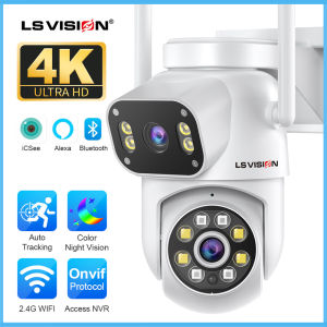 LS Tầm Nhìn 4K 8MP hai ống kính NVR Wifi Camera CCTV Tự Động Theo Dõi Nhà Hai-Cách Bằng Giọng Nói Ngoài Trời Không Thấm Nước Liên Hệ camera PTZ đầy màu sắc nhìn trong đêm IP Camera An Ninh Hỗ Trợ Amazon Alexa Máy Tính Khách Hàng Xem trước Bluetooth
