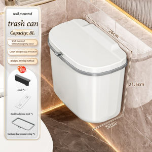 Large capacity household paper basket with sliding lid garbage bin bathroom non punched wall mounted garbage bin