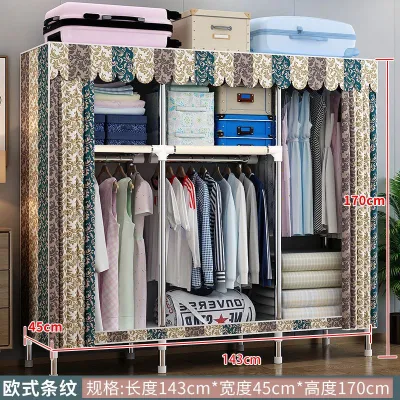 Clothes Cabinet Cupboard For Clothes Wardrobes Open Storage Cupboard Thickened Household Bedroom Steel Tube Cloth Wardrobe Simple Style Cabinet For Clothes Closet Cupboard Cabinet Wardrobe For Clothes