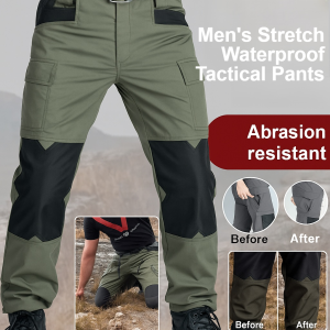 Mens Stretch Waterproof Tactical Pants Adjustable Protect Against Cold Abrasion Resistance Zipper Pockets Trousers Lightweight Sports Pants