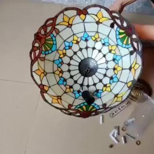 Vintage Tiffany Ceiling Light Baroque Glass Pendant Light Chandelier Bar Minimalist Dining Room Lamps E24 LED Light AC110-240V