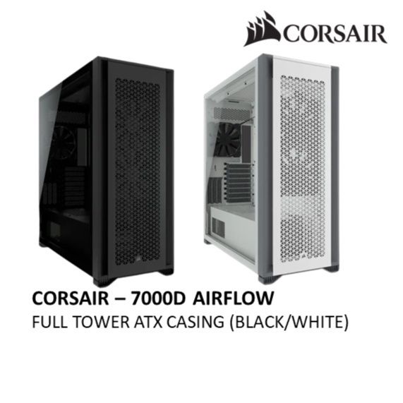 CORSAIR 7000D AIRFLOW Full-Tower ATX - PC Case Chassis — Black / White ...