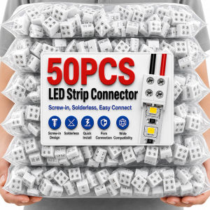 50PCS LED Strip Connectors 2Pin Solderless Screw in Wiring Connector Terminals Quick Splice Plugs Adapter for String Lights