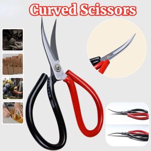 Curved Scissors Stainless Steel Rust-proof Industrial Trimming Scissors Leather Rubber Shears