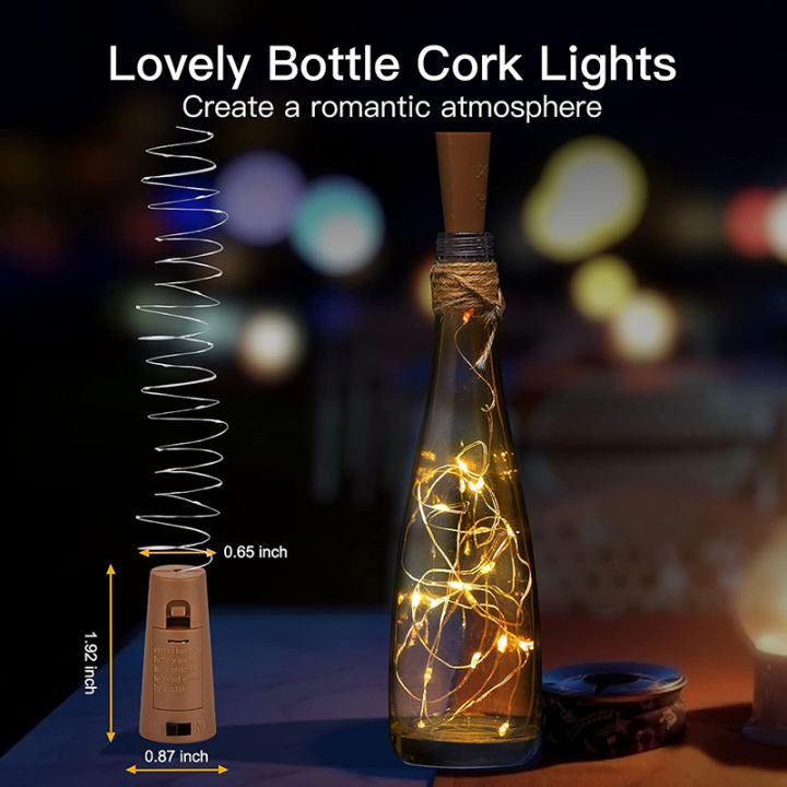 Wine Bottle Lights with Cork, 3 Pack 20 LED Waterproof Battery Operated ...