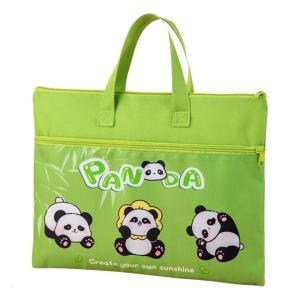 Cartoon File Bag 2 Compartments Zippered Pouches Portable Folder Document Organizers Handheld Book Bag for Student