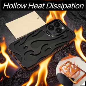 3D Hollow Flame Dissipate Heat Phone Matte Case For iPhone 17 16 Plus 15 Pro Max Glitter Soft Shockproof 17 Pro Cover Funda 