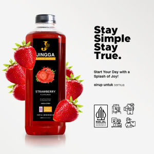 Jingga Strawberry Syrup 1000 ml - Sirup Rasa Strawberry untuk Mocktail Cocktail dan Berbagai Macam Kreasi Minuman
