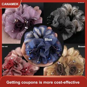 【CANAMEK】 Ban Nhạc Cao Su Mũ Hoa Tóc Dây Phụ Nữ Thanh Lịch Updo Đuôi Ngựa Đàn Hồi Lớn Scrunchie Phụ Kiện Tóc Cho Phụ Nữ