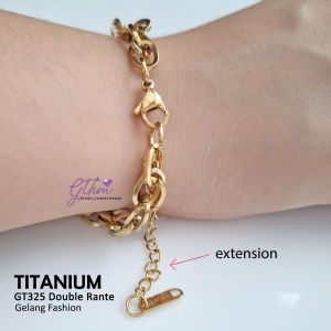 Gelang Titanium Wanita Elegan Double Rante Stylish Anti Karat Anti Luntur bisa dipakai sehari-hari gt325