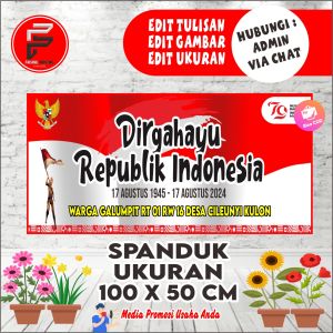 Spanduk Kemerdekaan / Banner HUT RI / Spanduk 17 Agustus / Banner ukuran 100 x 50 cm