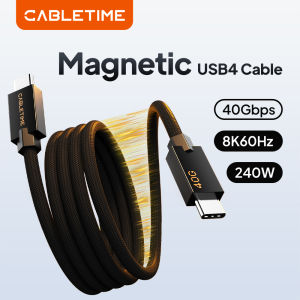 CABLETIME Cáp USB 4 từ tính 240W 80Gbps 8K Cáp USB C sang USB C Dây sạc nhanh cho Thunderbolt 4 / 5 cho iPhone iPad Laptop2026
