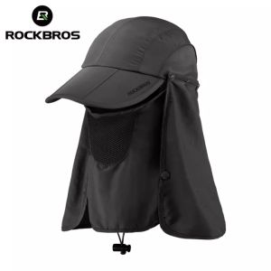 ROCKBROS Ice Silk Sun Hat 2 In 1 Foldable Balaclava Full Face Scarf 360° Anti-UV Adjustable Hiking Head Cover Removable Fishing Cap Outdoors Sports Equipment