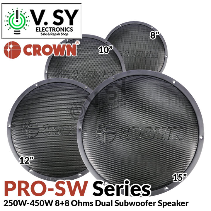Original 2024 Crown PRO SW Series 250W to 450W Dual Ohms 10 12 15