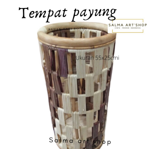 tempat payung rotan halus/keranjang payung bulet rotan