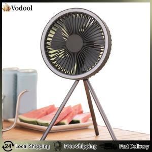 【Vodool】Desktop Portable Air Circulator with LED Light Tripod W/ Timer Function for Outdoor Tents Canopy RV