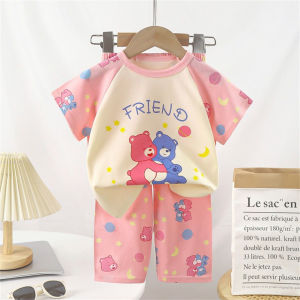 จัดส่ง2-3วัน ไซส์ 73-130 ชุดเด็กผู้หญิงแขนสั้น ผ้าฝ้ายสวมใส่สบาย เนื้อผ้านุ่มสบายและเบา วัสดุผ้าฝ้ายแท้ ระบายอากาศดี ไม่เสียดสีผิว  1-8ปี