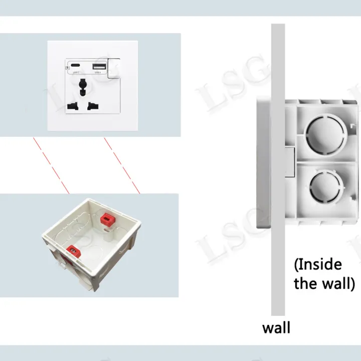 Universal Powerpoint Plug LSG Outlet socket for wall 3-hole universal power point, Electrical ...