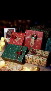 Christmas Gift Wrapping Paper Xmas Tree & Snowflake Print DIY Craft Paper for Gift Box Wrapping Xmas Gift Decorations